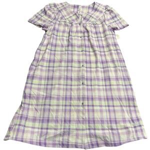 NWT White Stag House Coat Plus Size 2X Purple White Popcorn Plaid Breakfast Gown
